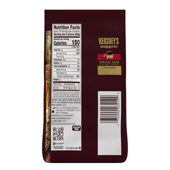Nuggets Chocolate Candy, Special Dark with Almonds, 10.56 Ounce