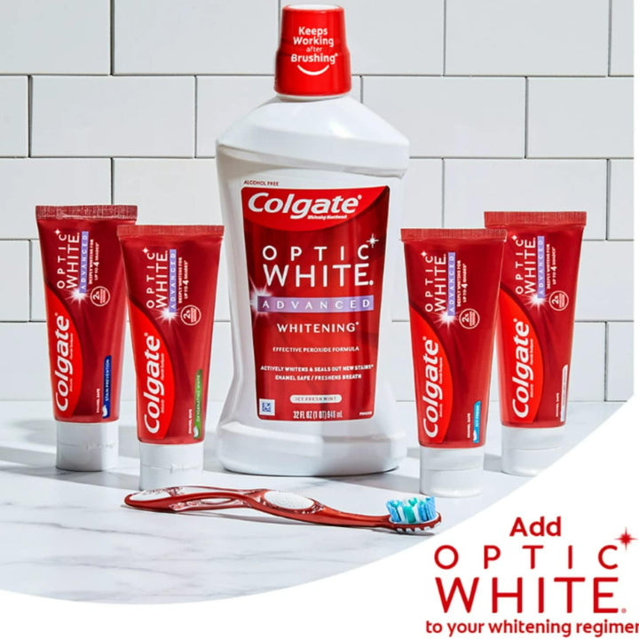 Optic White Advanced Teeth Whitening Toothpaste, 2% Hydrogen Peroxide Toothpaste, Sparkling White, 4.2 Oz, 2 Pack
