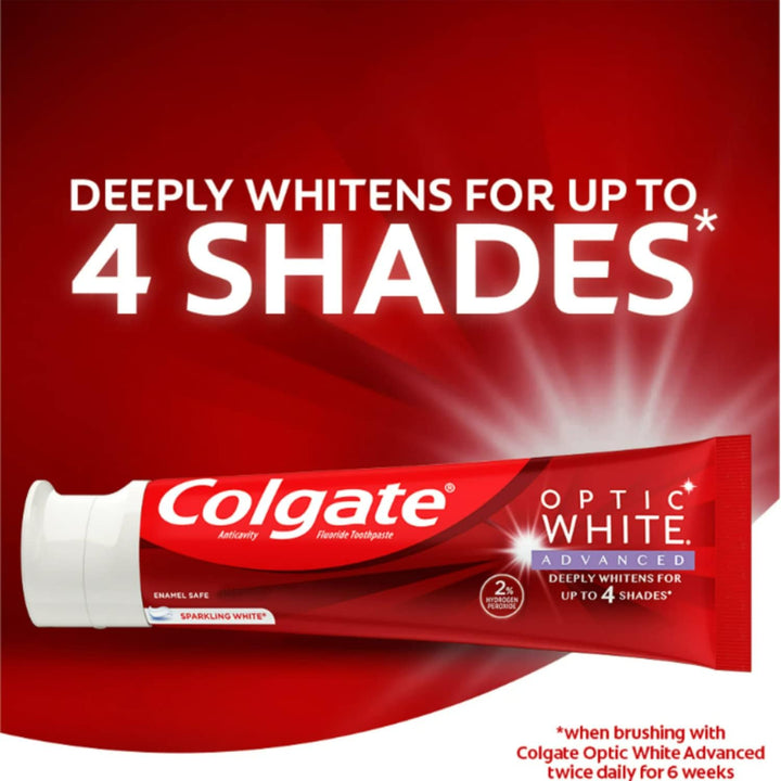 Optic White Advanced Teeth Whitening Toothpaste, 2% Hydrogen Peroxide Toothpaste, Sparkling White, 4.2 Oz, 2 Pack