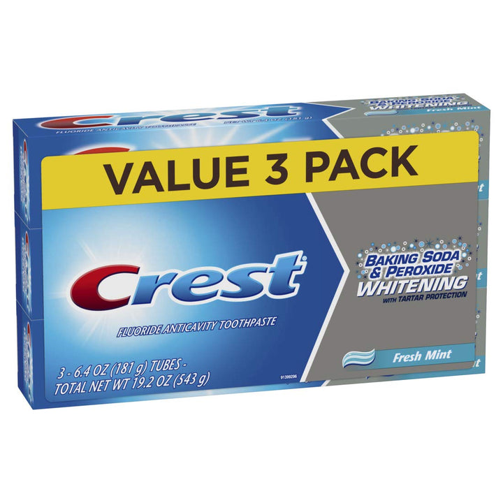 Baking Soda & Peroxide Whitening with Tartar Protection Toothpaste, Fresh Mint, 6.4 Oz, 3 Count