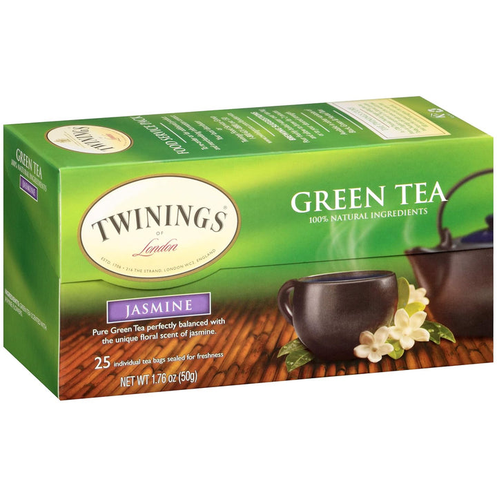Green Tea with Jasmine, Individually Wrapped Bags, 25 Count Pack of 1, Fragrant, Floral & Caffeinated
