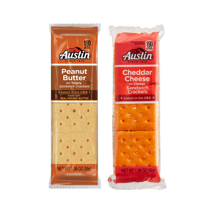 Sandwich Crackers Variety Pack, Single Serve Snack Crackers, Office and Kids Snacks, Peanut Butter on Toasty, Cheddar Cheese on Cheese, 11 Oz, 2 Pack