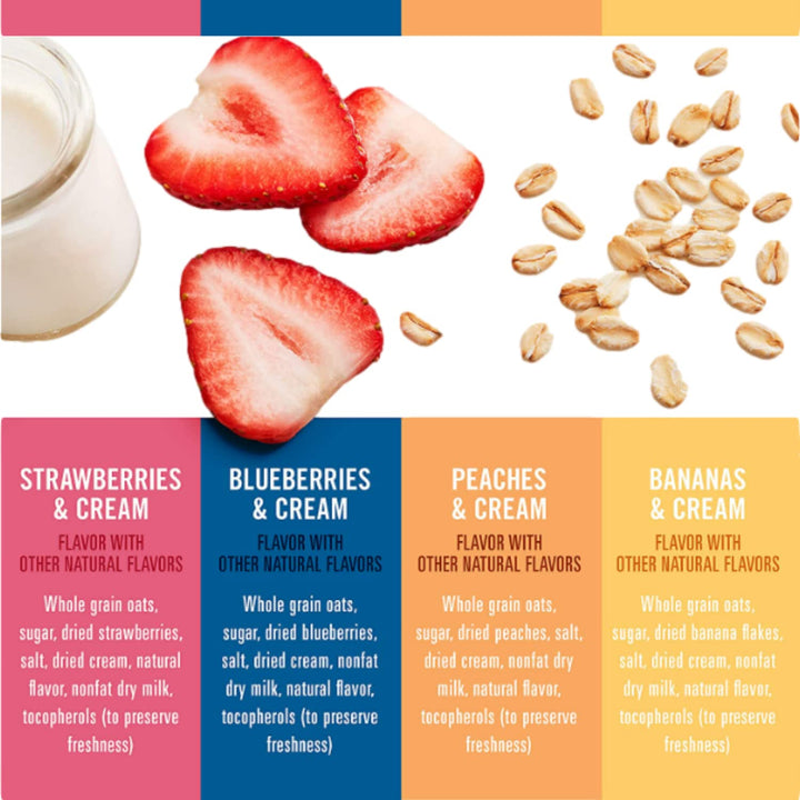 Instant Oatmeal Fruit & Cream Variety Pack, 16 - 1.05 Ounce (Pack of 2 Boxes)