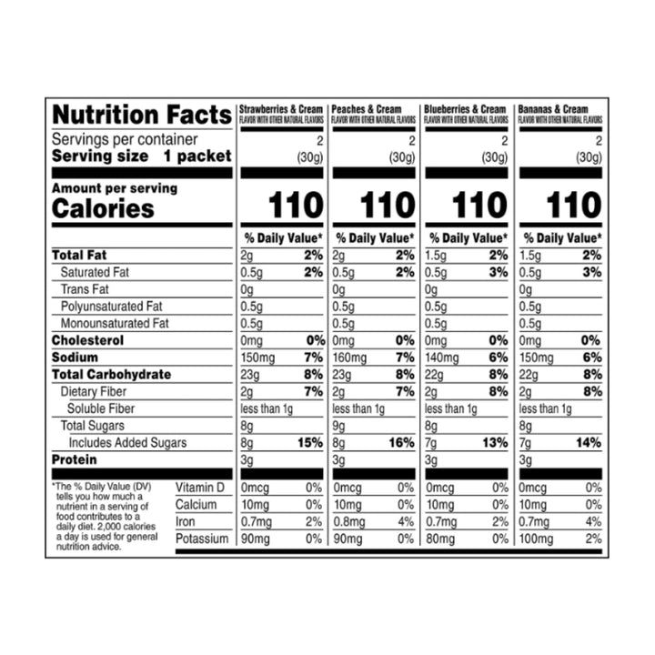 Instant Oatmeal Fruit & Cream Variety Pack, 16 - 1.05 Ounce (Pack of 2 Boxes)