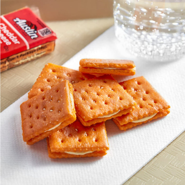 Sandwich Crackers, Single Serve Snack Crackers, Office and Kids Snacks, Cheddar Cheese on Cheese, 11 Oz, 3 Pack