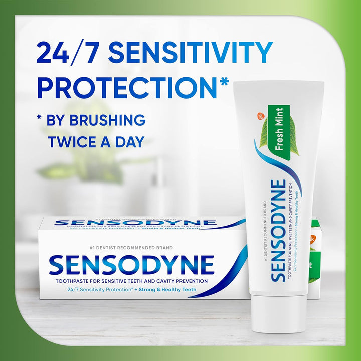 Fresh Mint Sensitive Toothpaste, Cavity Prevention and Sensitive Teeth Treatment - 4 Ounces (Pack of 3)