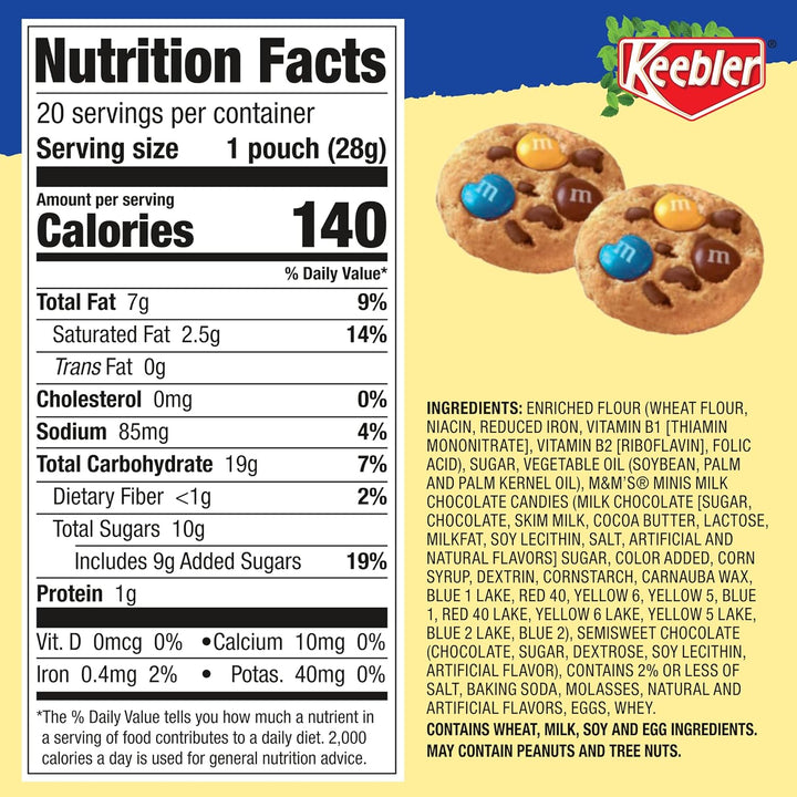 On-The-Go Rainbow Chips Deluxe Cookies | Individually Wrapped, Mini Chocolate Chip  Cookies with Real M&M'S | Rainbow Mini Cookies, Travel Snacks | 20 Cookie Bags, 20 Oz Box