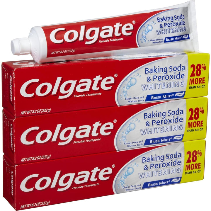 Baking Soda and Peroxide Whitening Toothpaste, Brisk Mint, 8.2 Ounce (Pack of 3)