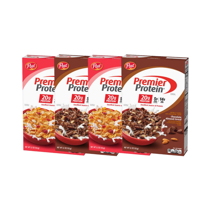 Premier Protein Cereal Variety Pack, Chocolate Almond, Mixes Berry Almond, 11 Oz, 4 Box