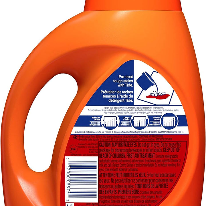 Original Scent He Turbo Clean Liquid Laundry Detergent, 50 Oz, 32 Loads (Packaging May Vary)