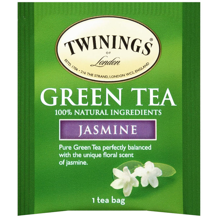 Green Tea with Jasmine, Individually Wrapped Bags, 25 Count Pack of 1, Fragrant, Floral & Caffeinated