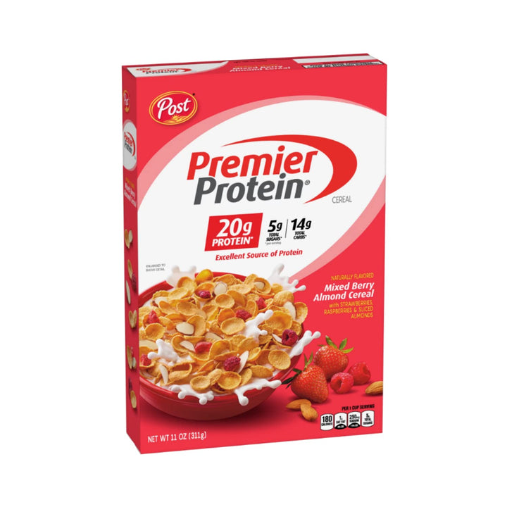 Premier Protein Cereal Variety Pack, Chocolate Almond, Mixes Berry Almond, 11 Oz, 4 Box