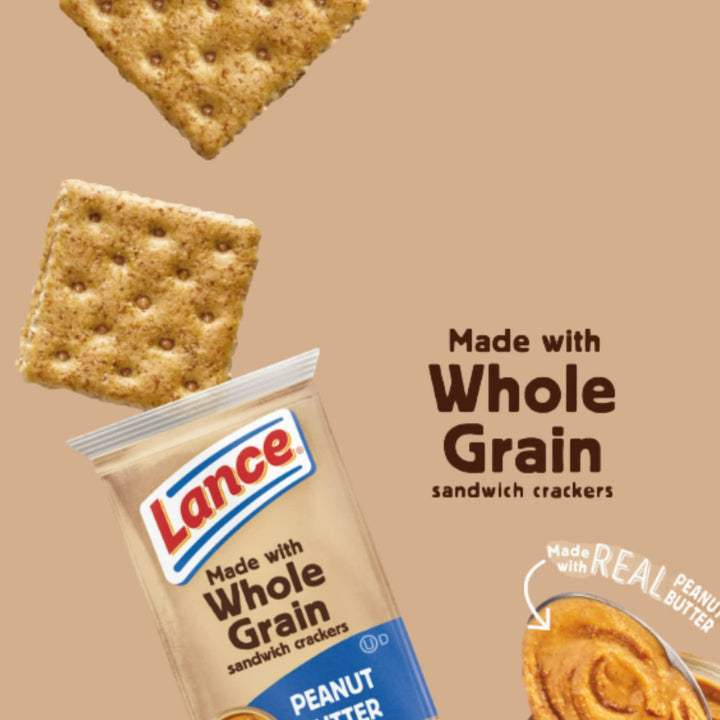 Whole Grain Peanut Butter, Sandwich Crackers, 2 Boxes, 10 Pack of 6 Sandwiches Each, 24.2 Oz