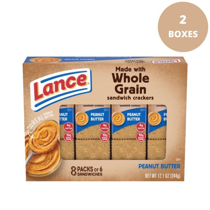 Whole Grain Peanut Butter, Sandwich Crackers, 2 Boxes, 10 Pack of 6 Sandwiches Each, 24.2 Oz