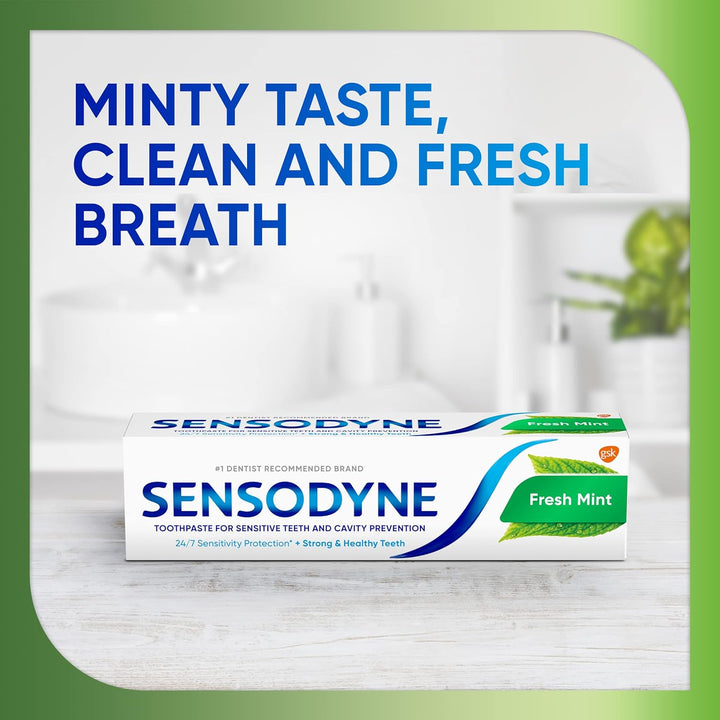 Fresh Mint Sensitive Toothpaste, Cavity Prevention and Sensitive Teeth Treatment - 4 Ounces (Pack of 3)